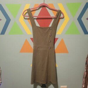 NWT BeBop Be You Be Free Women's Ribbed Olive Green Overall Dress Size Large